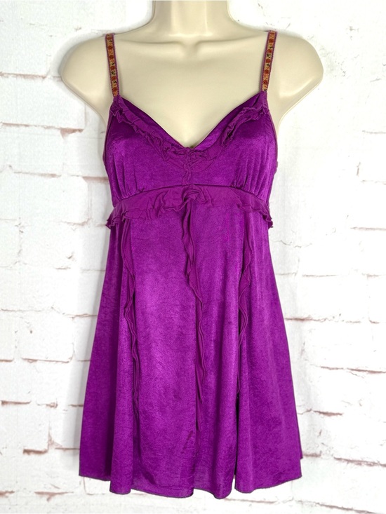 FREE PEOPLE Tops - VINTAGE FREE PEOPLE Y2K Purple V-Neck Adjustable Strap S/P Babydoll Camisole